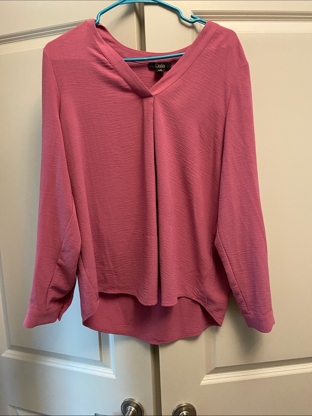 Dalia Pink V-Neck Long Sleeve Blouse